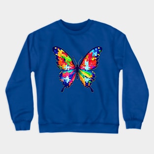 Autism Awareness Graphic Design Butterfly Puzzle Crewneck Sweatshirt